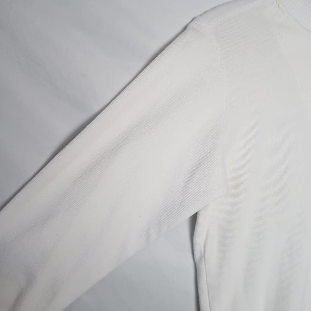 Debbie Morgan white ribbed knit 1/4 zip pullover sweater L - Picture 3 of 8